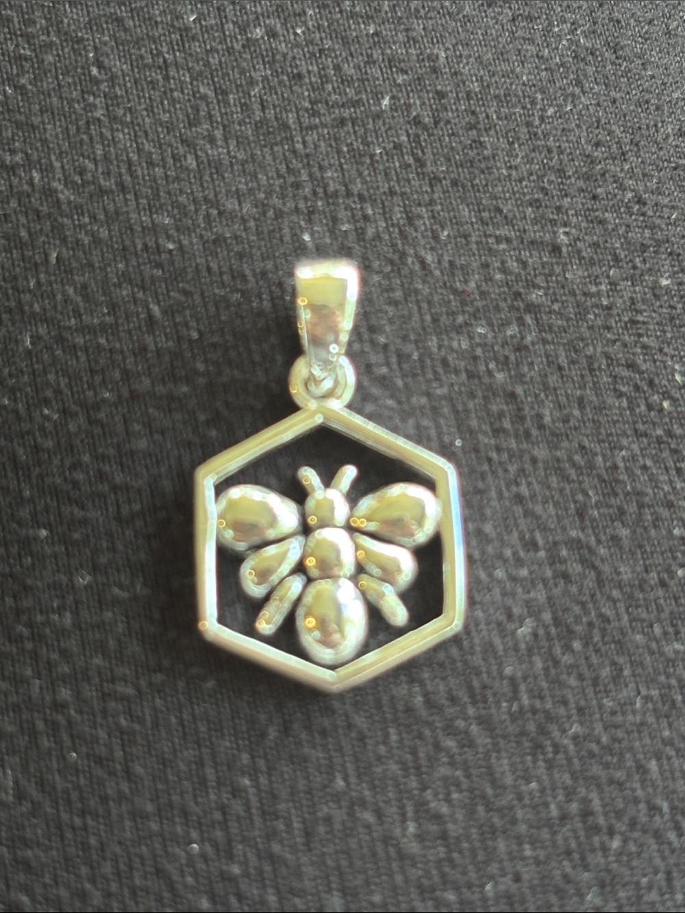 925 Sterling Silver Bee Necklace Charm: Honeycomb Bumblebee Necklace Pendant